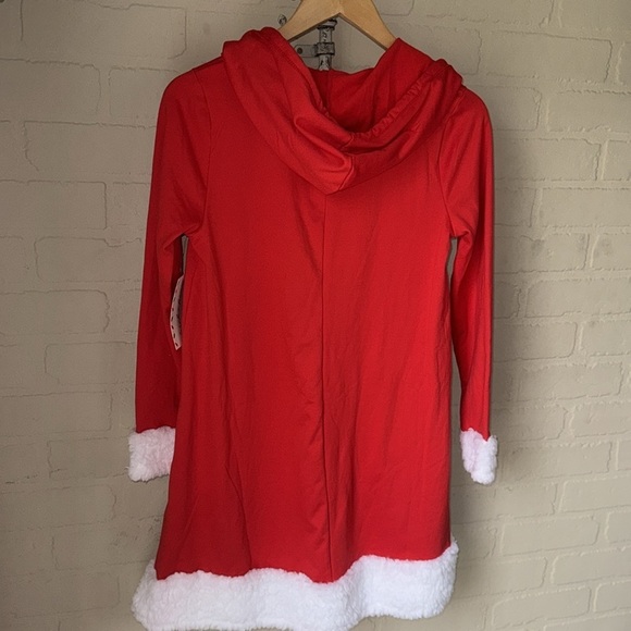 Santa Dress White fleece Trim red hoodie long sleeve medium NEW Christmas - Picture 3 of 4